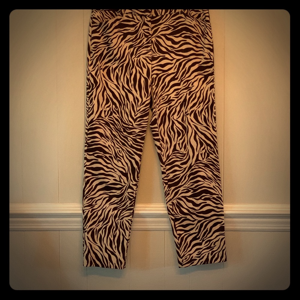 EUC-Brown & Beige Animal Print Straight Leg Pants
